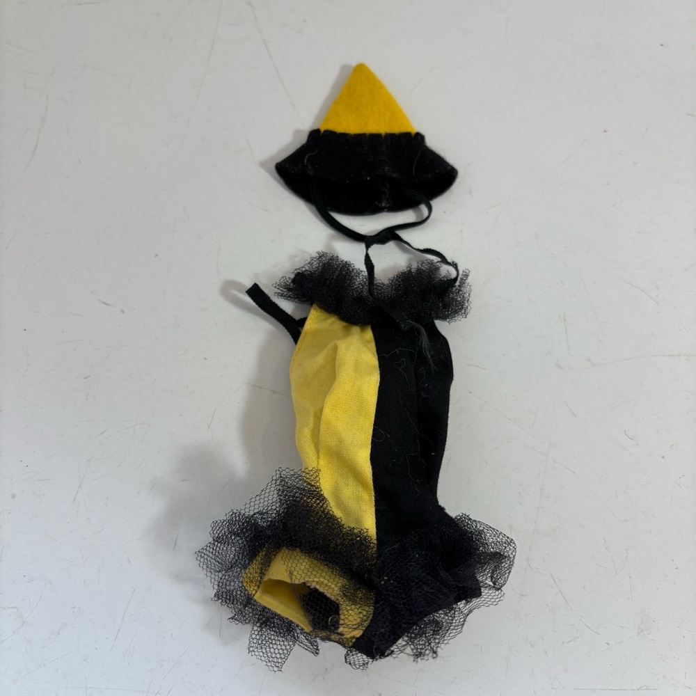 Vintage yellow and‎ black Barbie doll Halloween masquerade costume set with hat